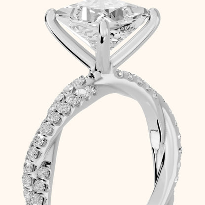 Petra Twist Pavé Princess Diamond Engagement Ring in Silver - slant-view.webp