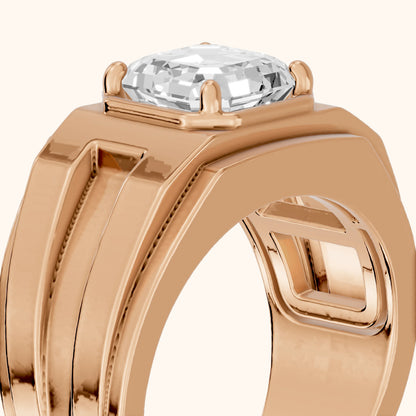 Greer Step Edge Solitaire Asscher Diamond Engagement Ring in Rose Gold - slant-view.webp
