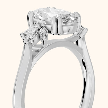 Cary Vine Cluster Oval Diamond Engagement Ring in Platinum - slant-view.webp