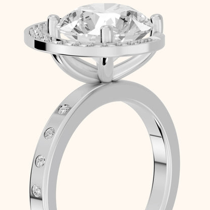 Aurelia Moon Halo Round Diamond Engagement Ring in Silver - slant-view.webp