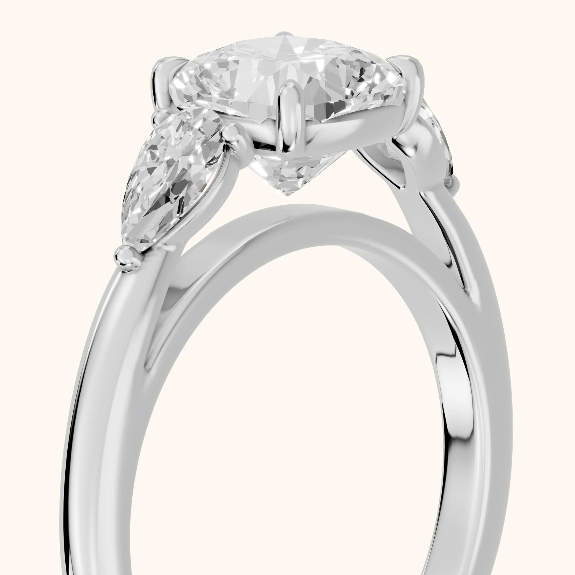 Phoebe Three-Stone Cushion Diamond Ring in White Gold - slant-view.webp