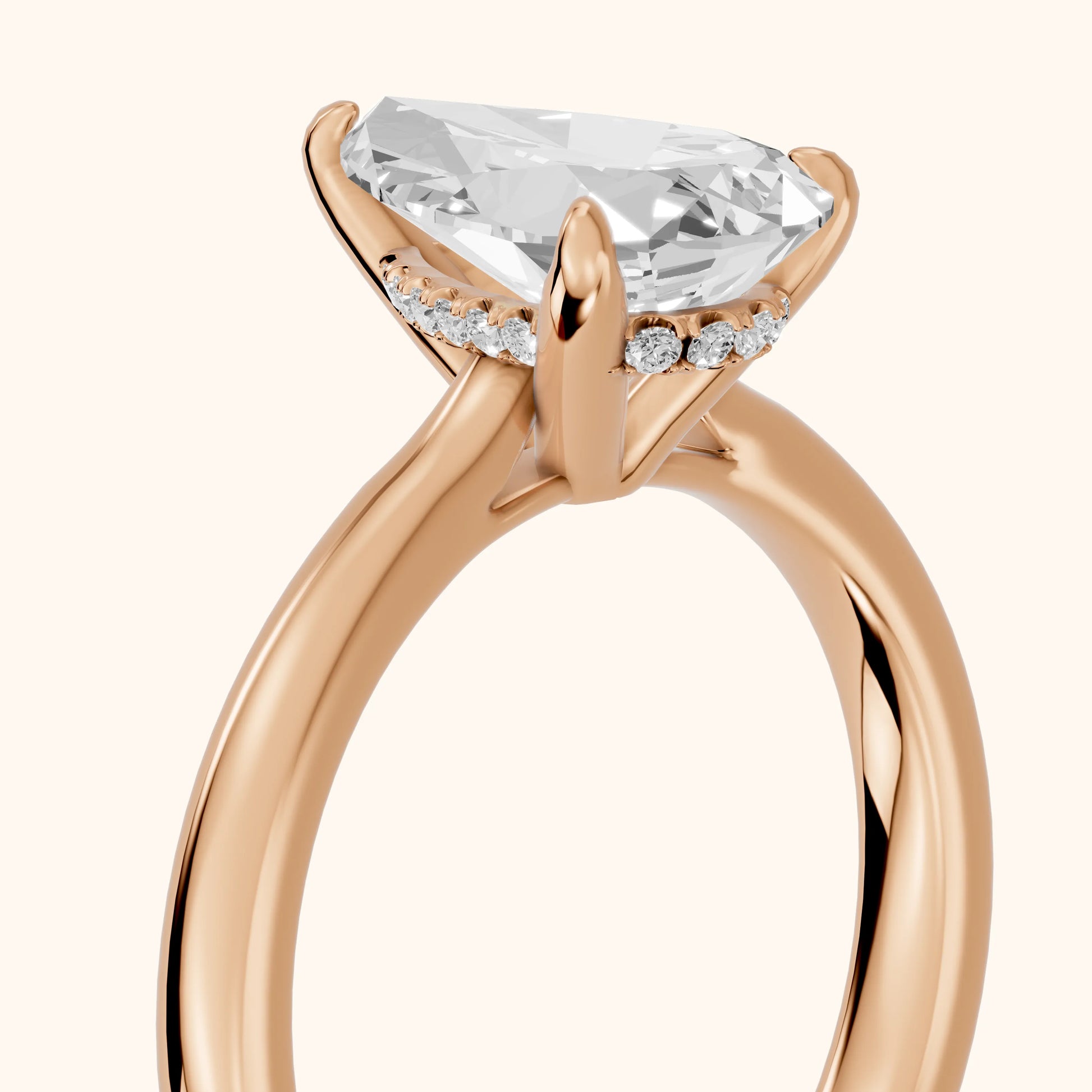 Mena Hidden Halo Pear Diamond Engagement Ring in Rose Gold - slant-view.webp