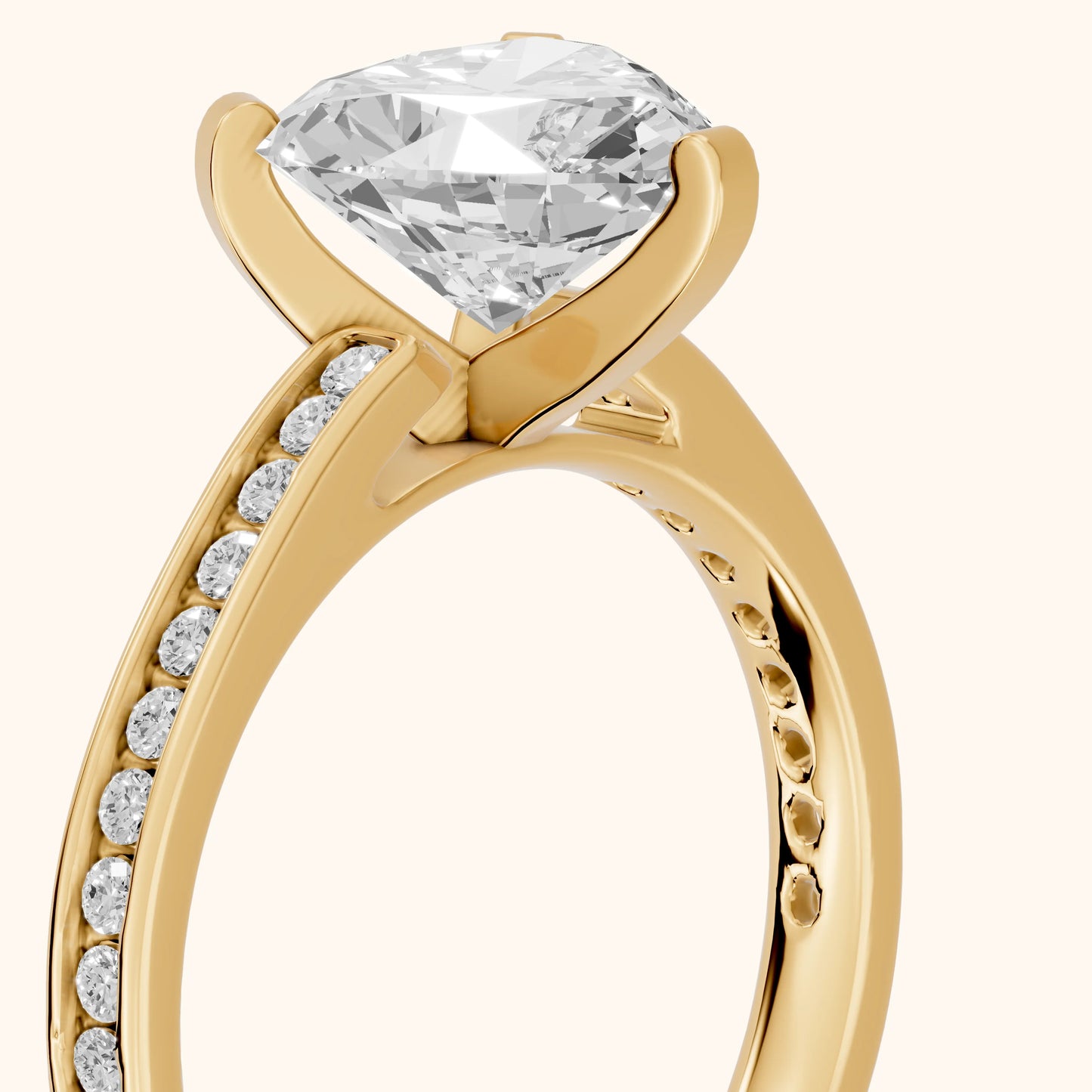 Tessa Solitaire Channel Set Heart Diamond Engagement Ring in Yellow Gold - slant-view.webp