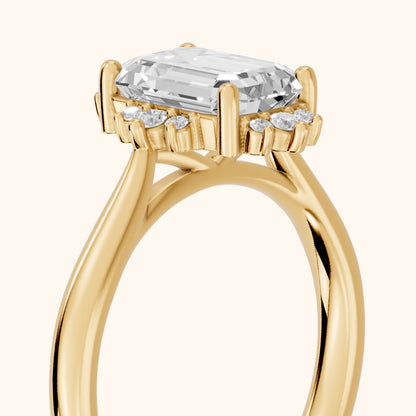 Linden Starburst Cluster Emerald Diamond Engagement Ring in Yellow Gold - slant-view.webp