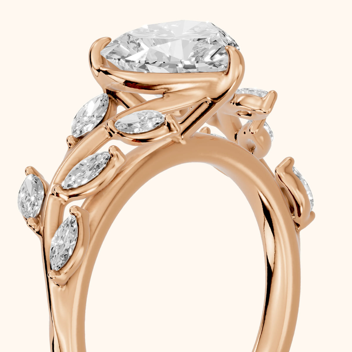 Andrea Vine Heart Diamond Engagement Ring in Rose Gold - slant-view.webp