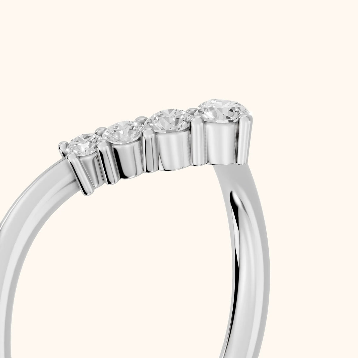 Simone Curved Round Diamond Wedding Band in Silver - slant-view