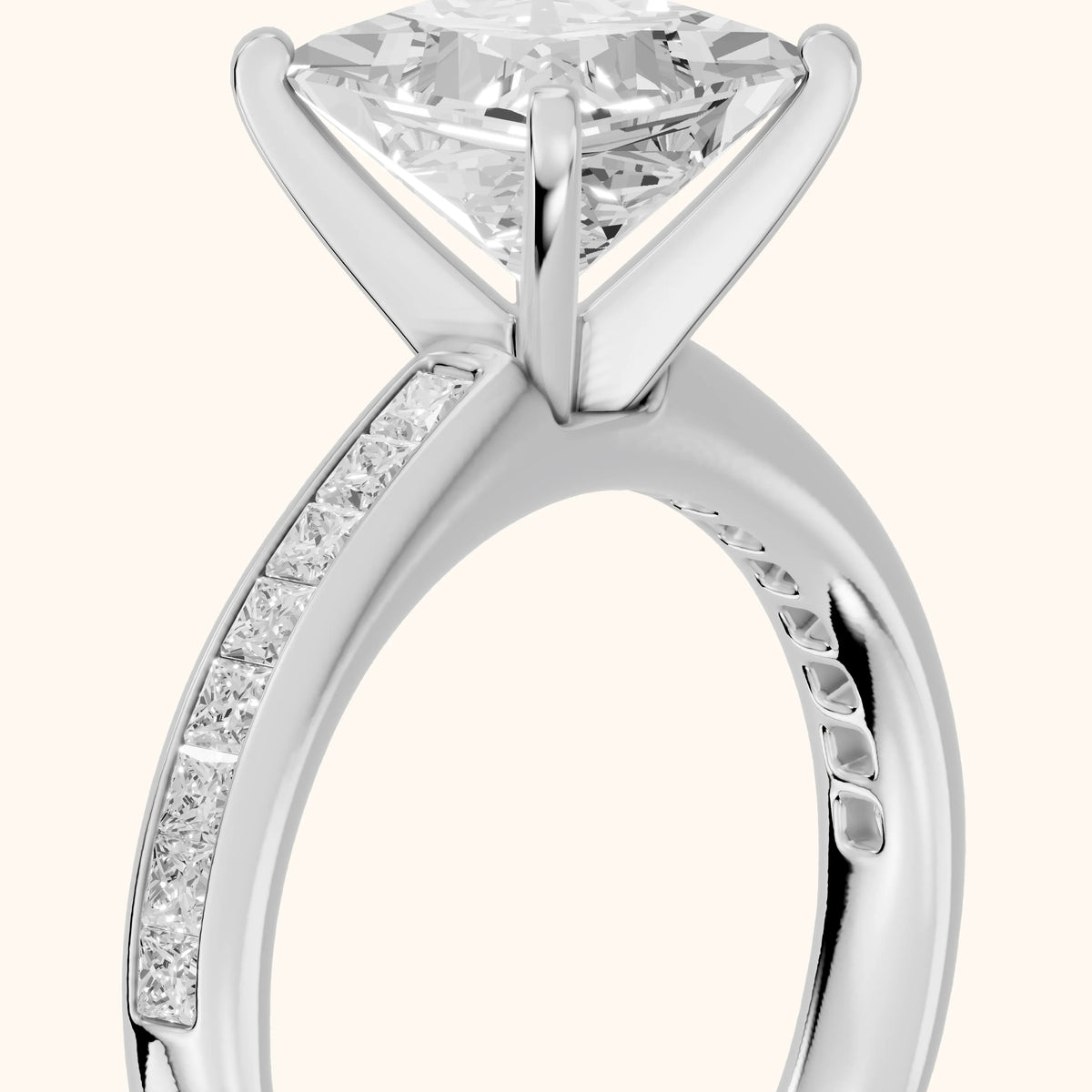 Solano Channel Set Princess Diamond Engagement Ring in Platinum - slant-view.webp