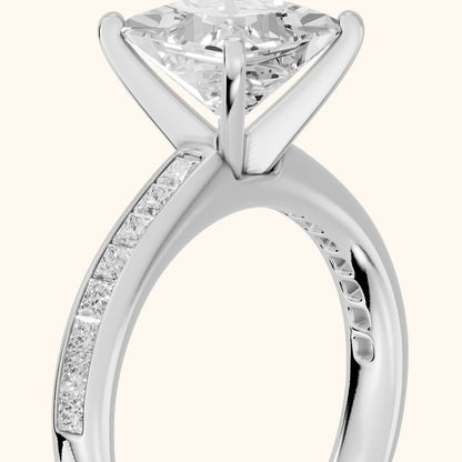 Solano Channel Set Princess Diamond Engagement Ring in Platinum - slant-view.webp