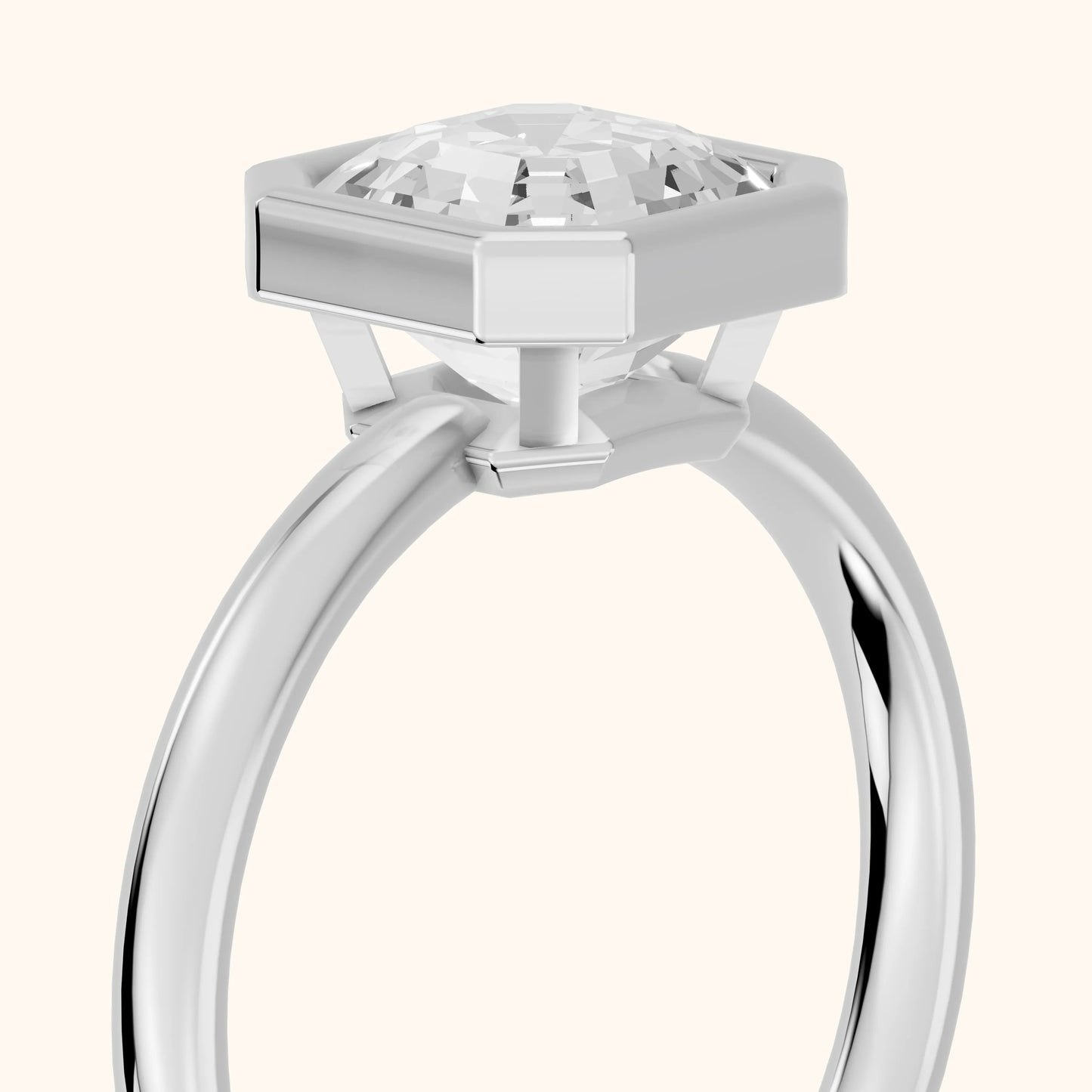 Maeve Bezel Solitaire Asscher Diamond Ring in Silver - slant-view.webp