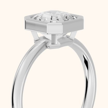 Maeve Bezel Solitaire Asscher Diamond Ring in Silver - slant-view.webp