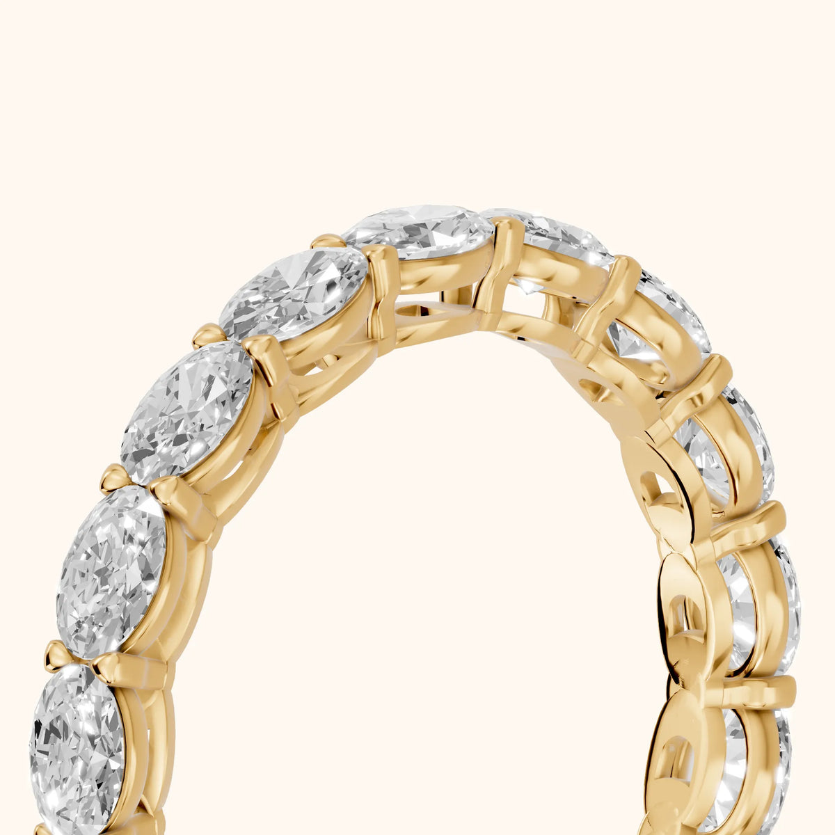 Silvia East-West Oval Diamond Eternity Band in Yellow Gold - slant-view