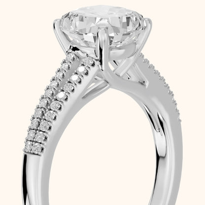 Mollie Split Shank Pavé Cushion Diamond Engagement Ring in Platinum - slant-view.webp