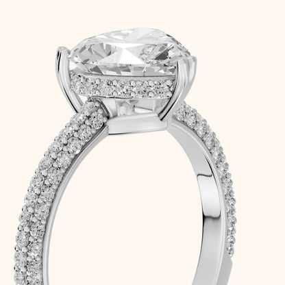 Violet Hidden Halo Pavé Heart Diamond Ring in White Gold - slant-view.webp