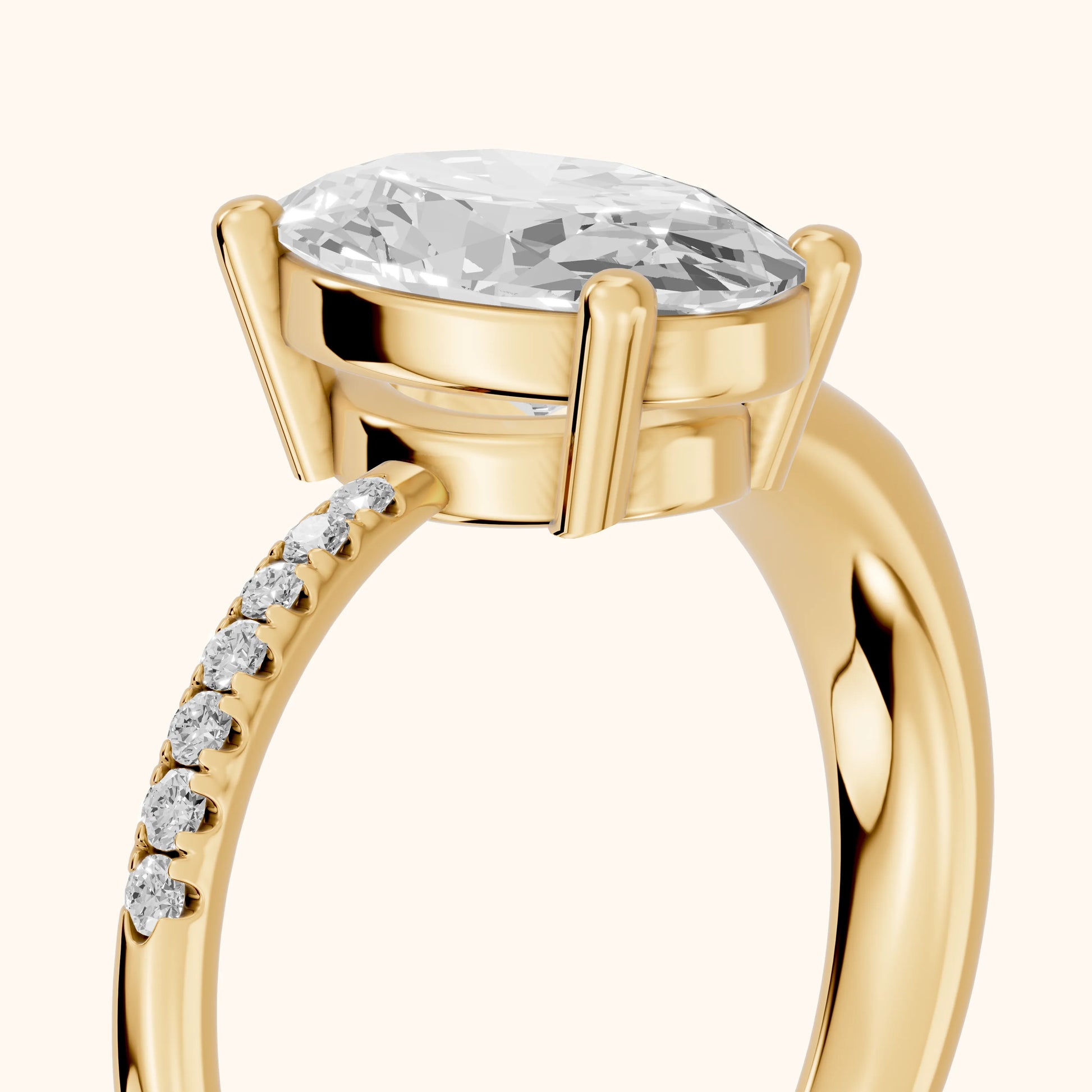 Rosie Solitaire Basket Oval Diamond Engagement Ring in Yellow Gold - slant-view.webp