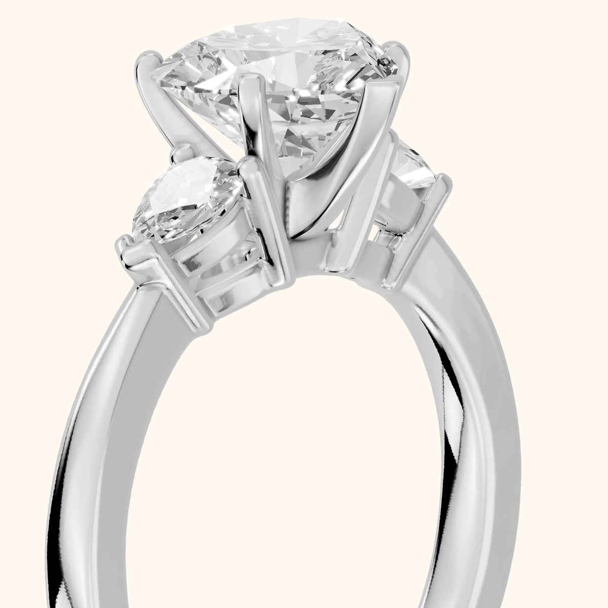 Amabel Three-Stone Heart Diamond Engagement Ring in Silver - slant-view.webp