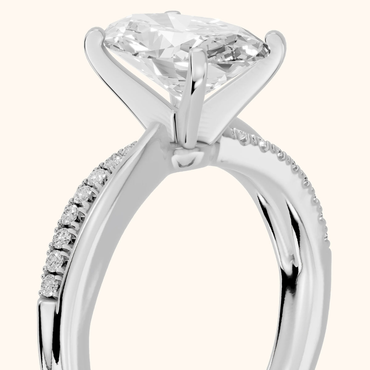 Alida Split Shank Pavé Oval Diamond Engagement Ring in Platinum - slant-view.webp