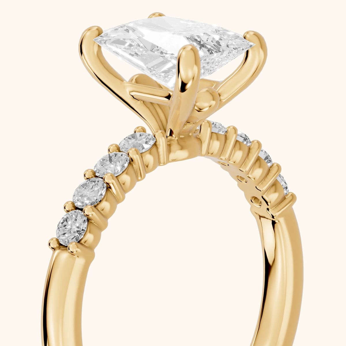 Mayfield Pavé Radiant Diamond Engagement Ring in Yellow Gold - slant-view.webp