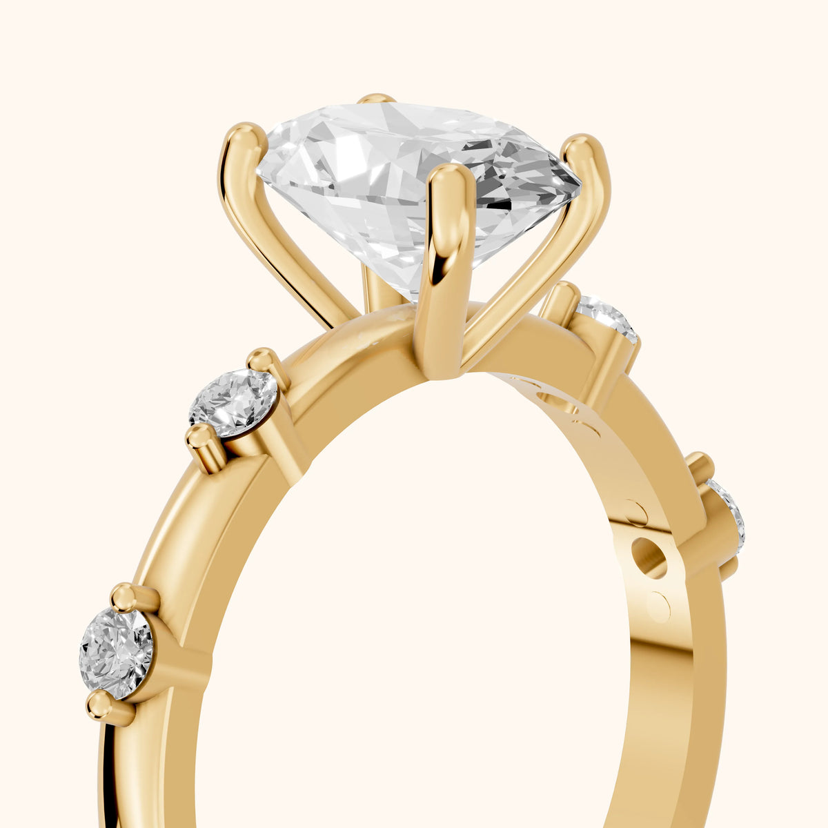 Elena Radiance Oval Diamond Engagement Ring in Yellow Gold - slant-view.webp