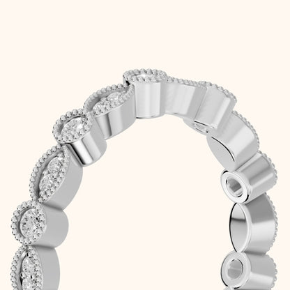 Irene Milgrain Bezel Round Diamond Eternity Band in Silver - slant-view