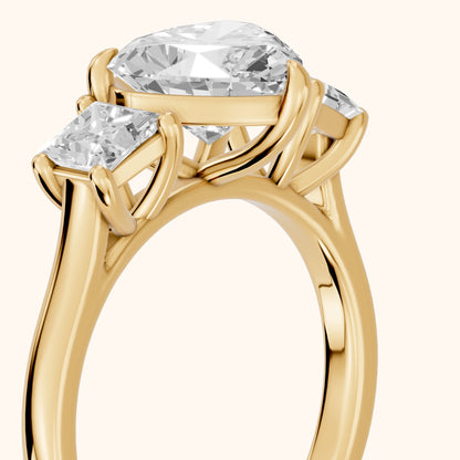 Sienna Three-Stone Heart Diamond Ring in Yellow Gold - slant-view.webp