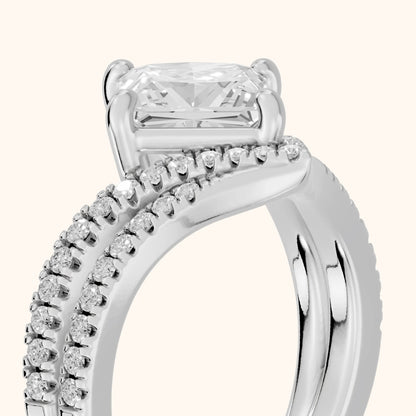 Boise Chevron Pavé Princess Diamond Engagement Ring in Silver - slant-view.webp