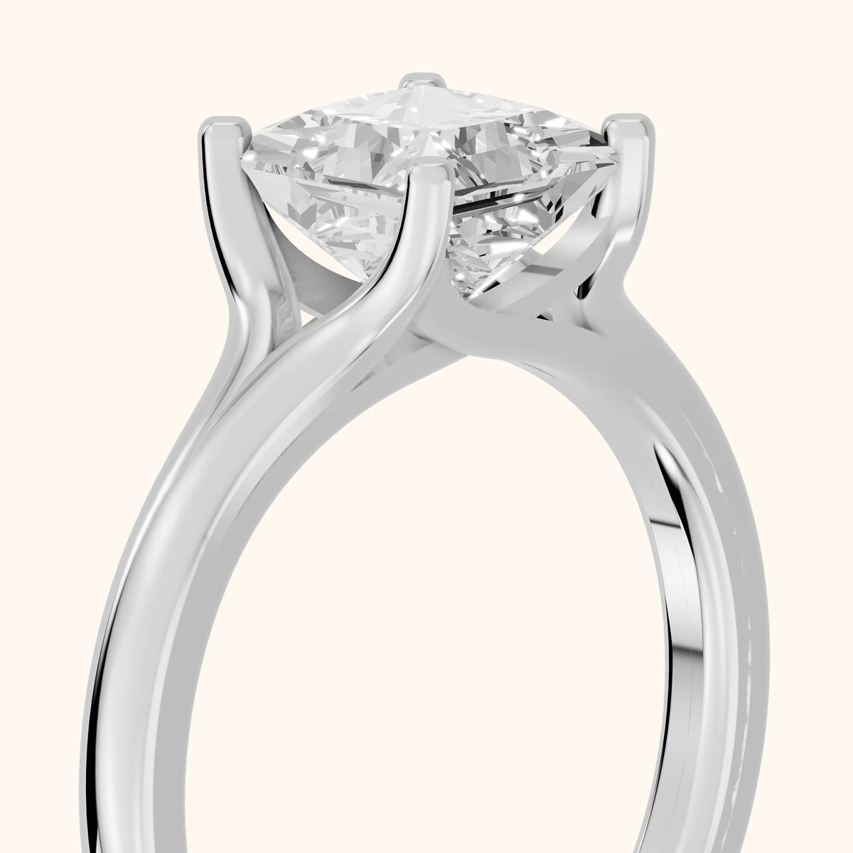 Nell Split Shank Solitaire Princess Diamond Engagement Ring in White Gold - slant-view.webp
