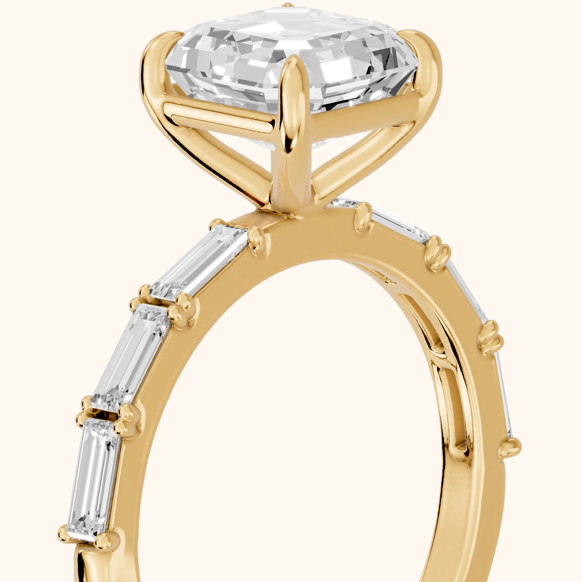 Ojai East-West Baguette Asscher Diamond Engagement Ring in Yellow Gold - slant-view.webp