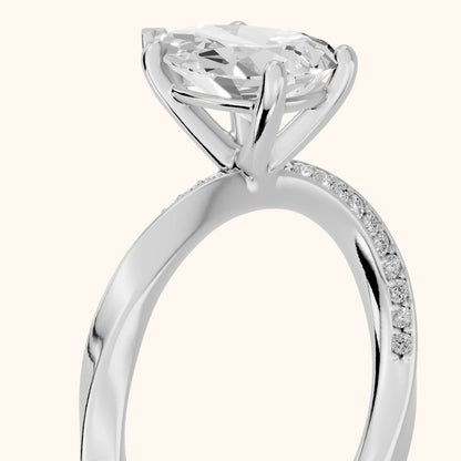 Elisabeth Twist Pavé Pear Diamond Engagement Ring in Silver - slant-view.webp