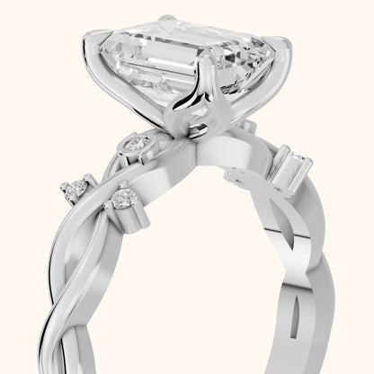 Vashon Vine Twist Emerald Diamond Engagement Ring in Silver - slant-view.webp