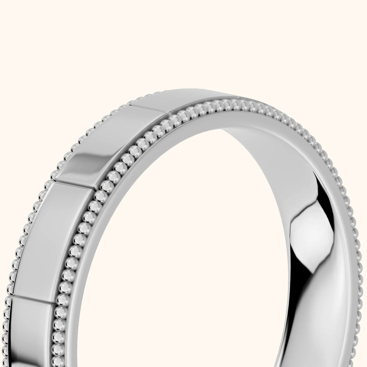 Sylvie Flat Milgrain Wedding Band in Silver - slant-view