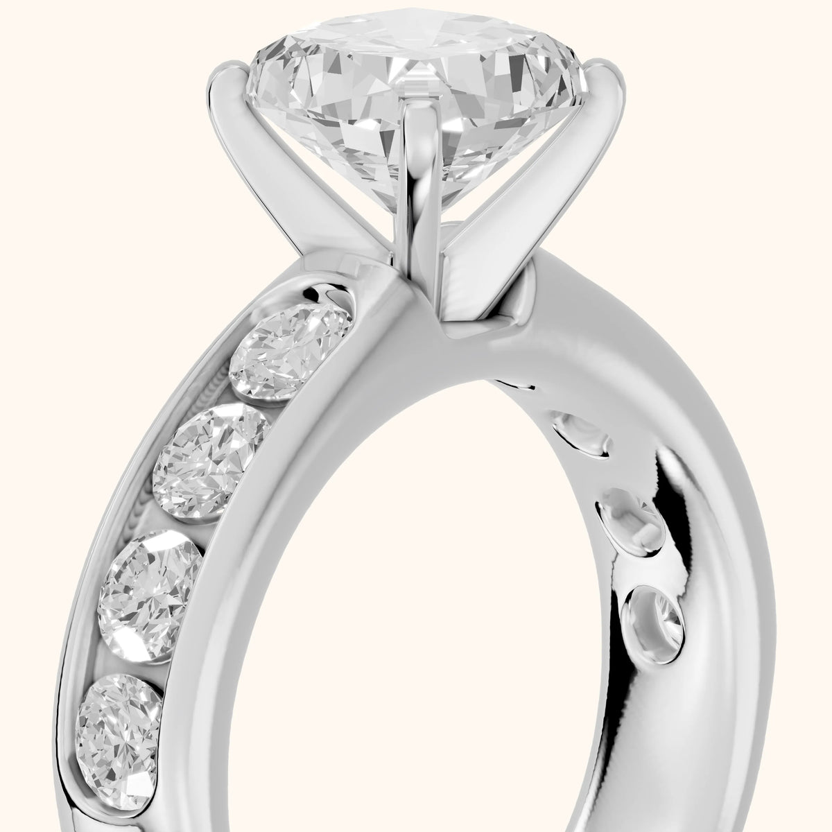Sedona Wide Band Channel Set Cushion Diamond Engagement Ring in Silver - slant-view.webp