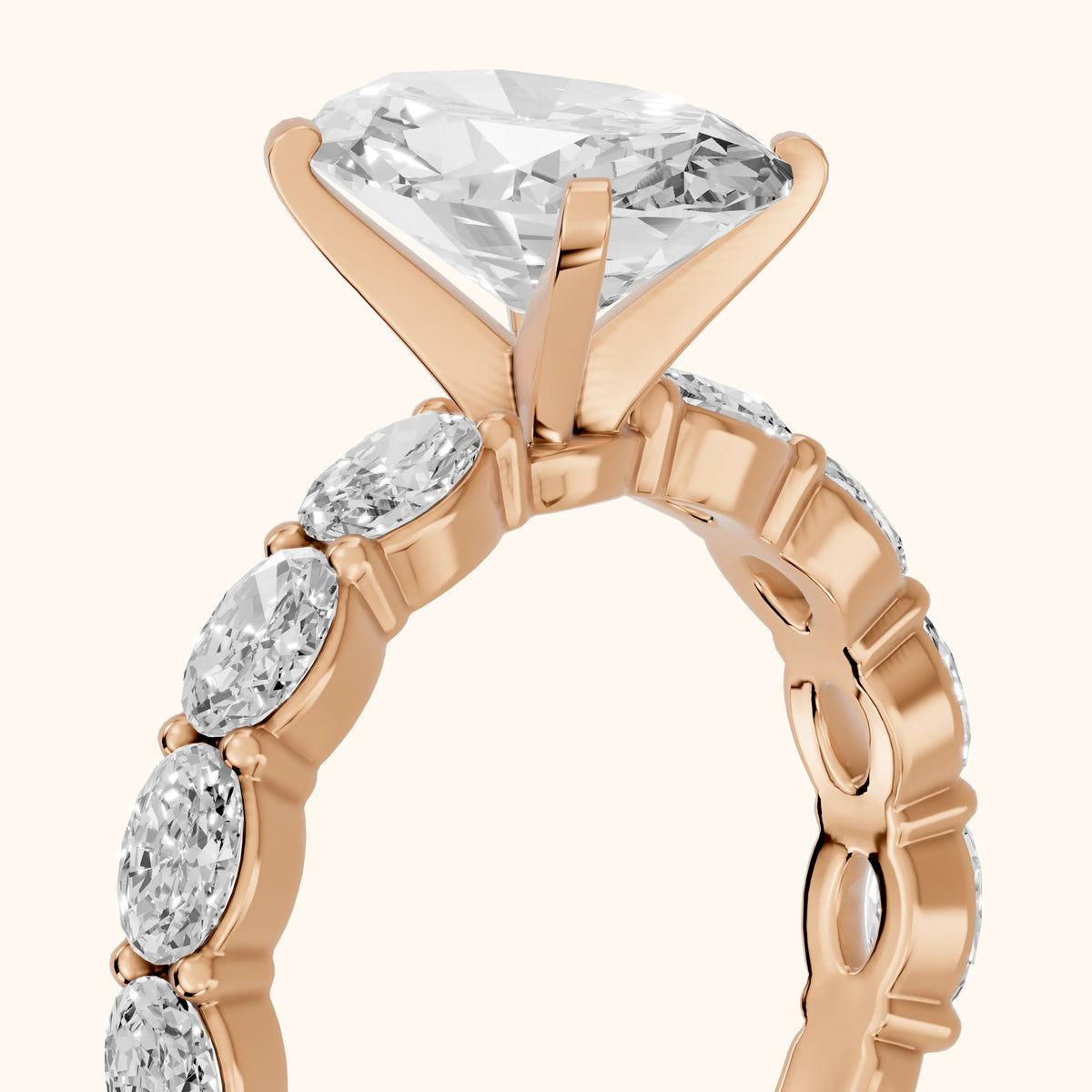 Isobel East-West Pavé Oval Diamond Engagement Ring in Rose Gold - slant-view.webp