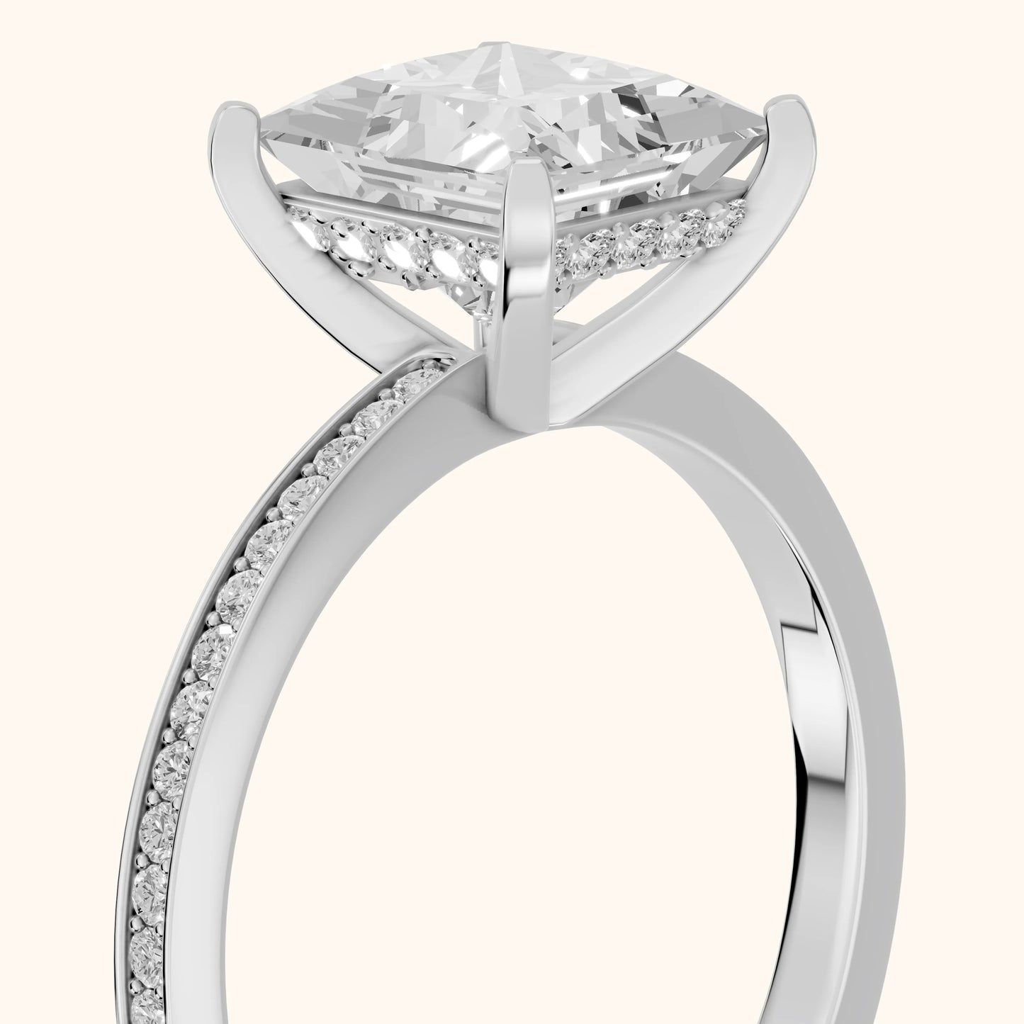 Naia Hidden Halo Princess Diamond Ring in White Gold - slant-view.webp