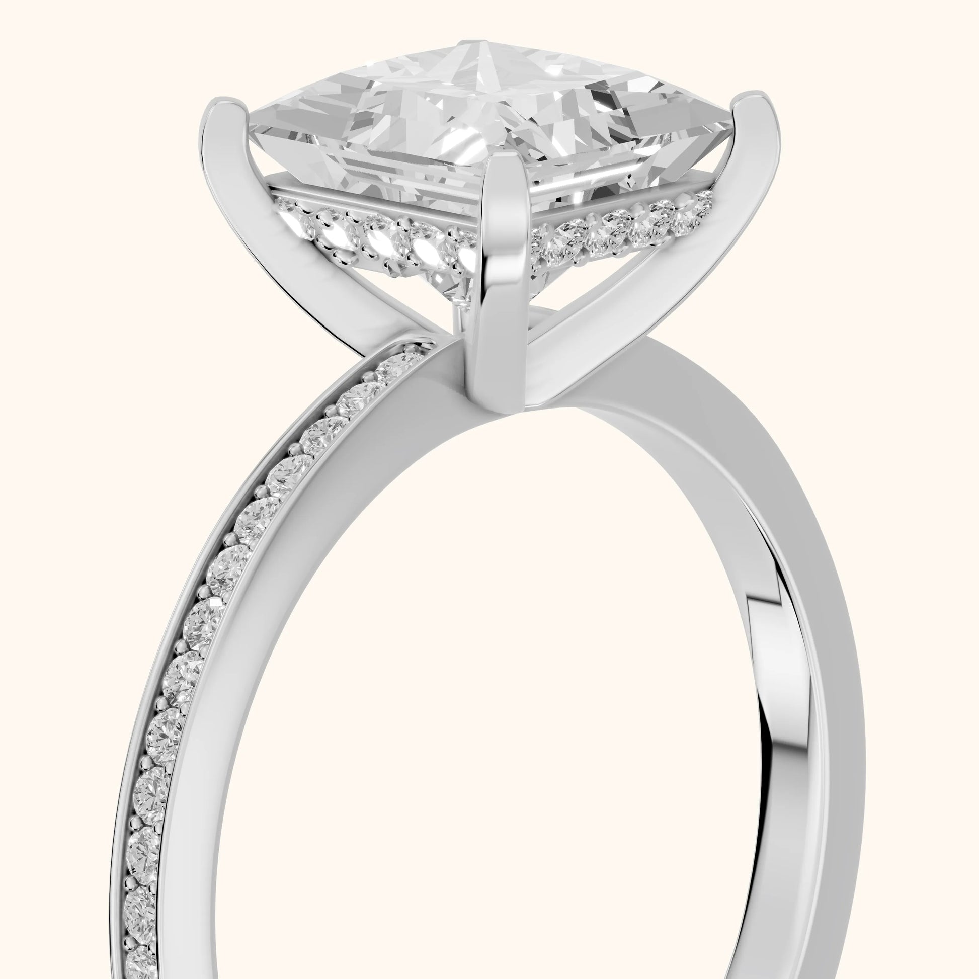 Naia Hidden Halo Princess Diamond Ring in White Gold - slant-view.webp