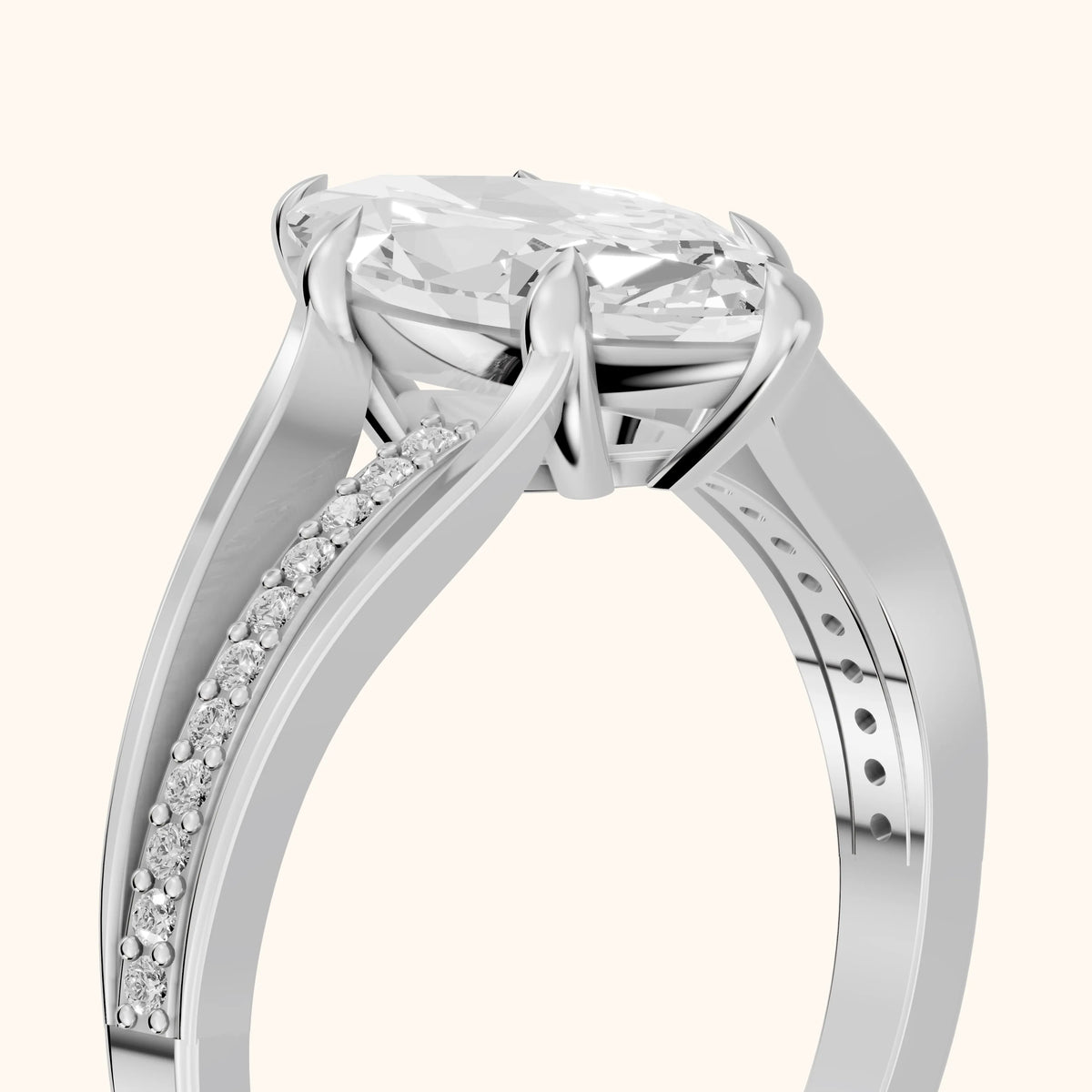Lucinda Split Shank Marquise Diamond Engagement Ring in Silver - slant-view.webp