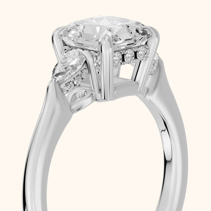 Leila Three-Stone Radiant Diamond Engagement Ring in White Gold - slant-view.webp