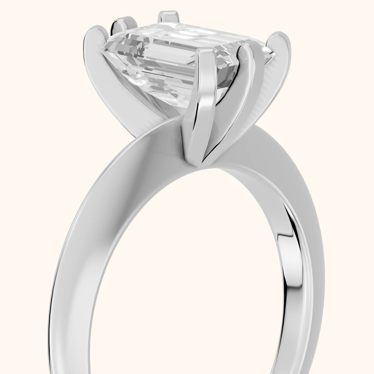 Arabella Six-Prong Solitaire Emerald Diamond Engagement Ring in Silver - slant-view.webp