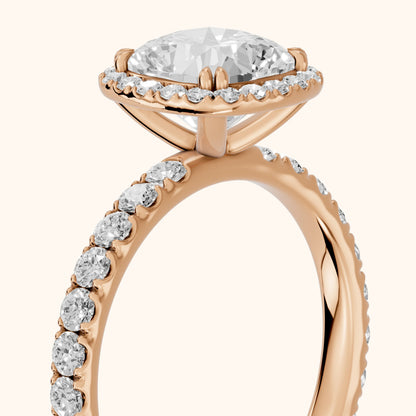 Chloe Halo Pavé Cushion Diamond Ring in Rose Gold - slant-view.webp