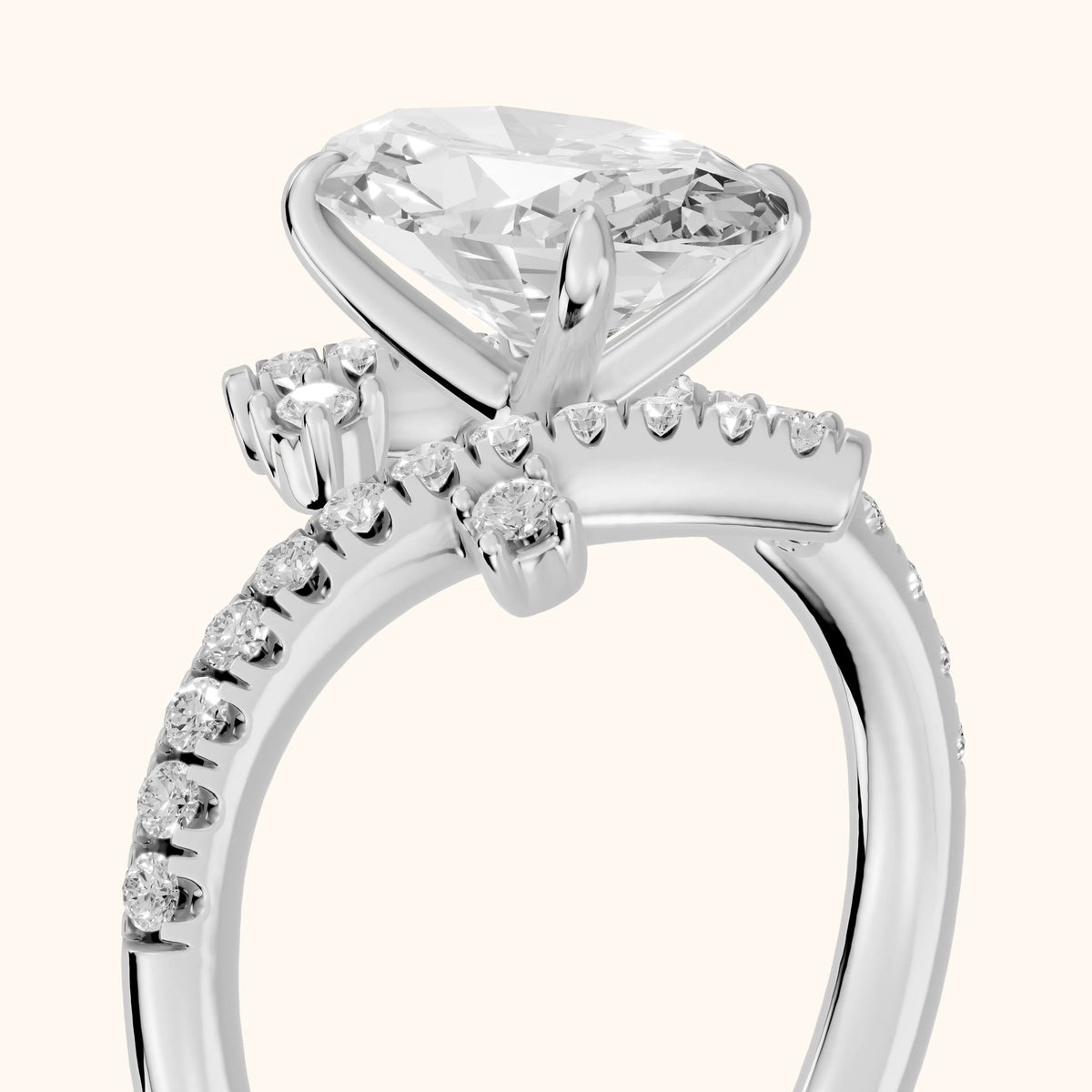 Agnes Bypass Pavé Oval Diamond Engagement Ring in Silver - slant-view.webp
