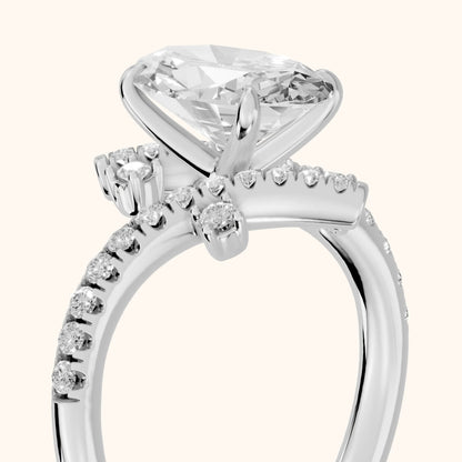 Agnes Bypass Pavé Oval Diamond Engagement Ring in Silver - slant-view.webp