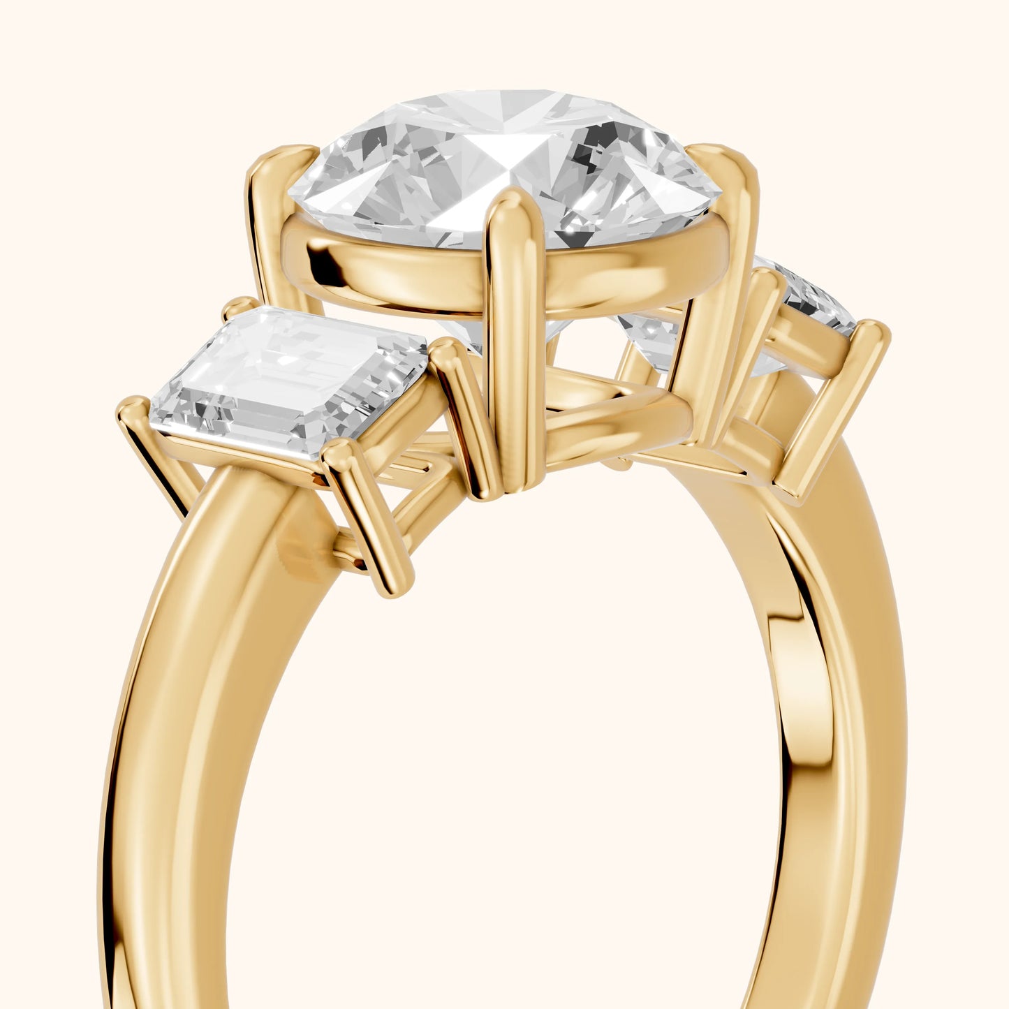 Zoe Three-Stone Round Diamond Ring in Yellow Gold - slant-view.webp