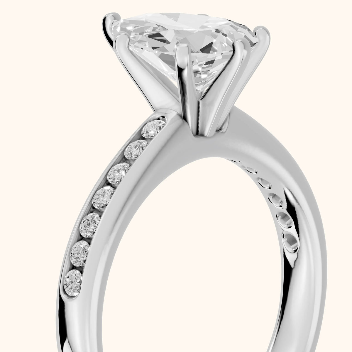 Corona Channel Set Pear Diamond Engagement Ring in White Gold - slant-view.webp