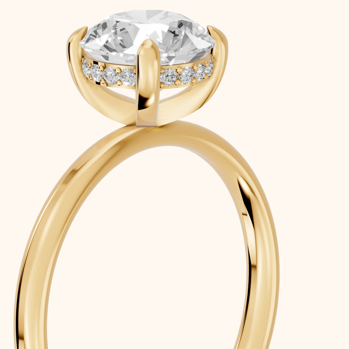Charlotte Charm Solitaire Round Diamond Engagement Ring in Yellow Gold - slant-view.webp