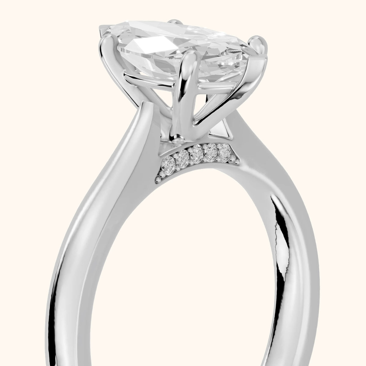 Sofia Cathedral Marquise Diamond Engagement Ring in Platinum - slant-view.webp