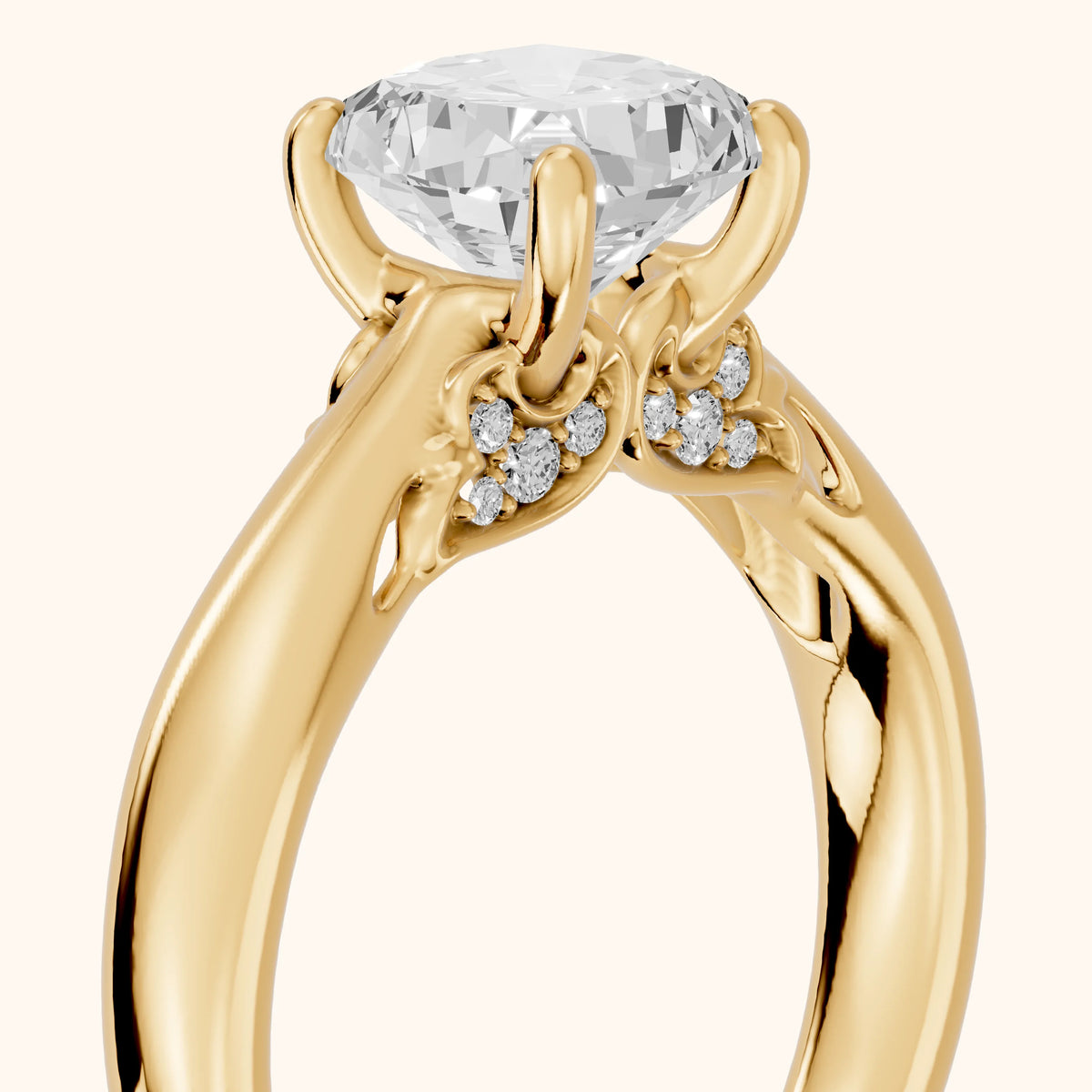 Vanessa Cathedral Cushion Diamond Engagement Ring in Yellow Gold - slant-view.webp