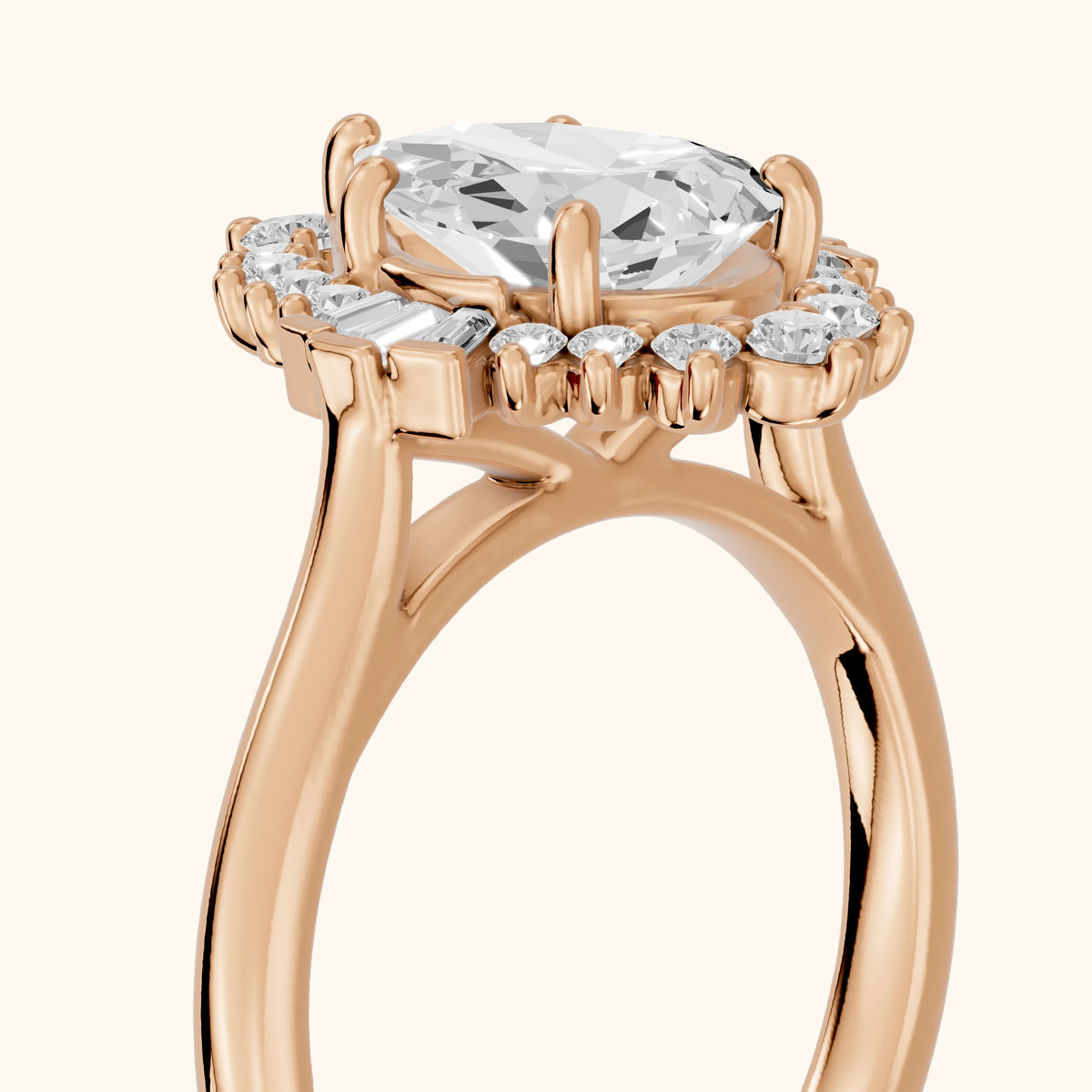 Marlow Ballerina Halo Pear Diamond Engagement Ring in Rose Gold - slant-view.webp