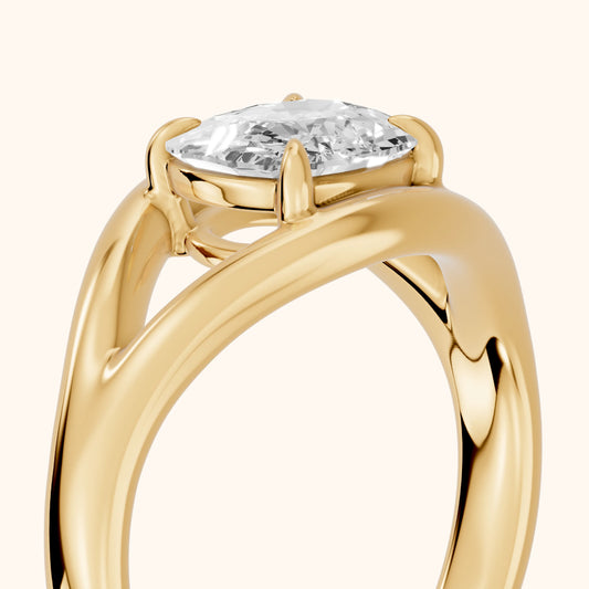 Madeleine Split Shank Cushion Diamond Engagement Ring in Yellow Gold - slant-view.webp