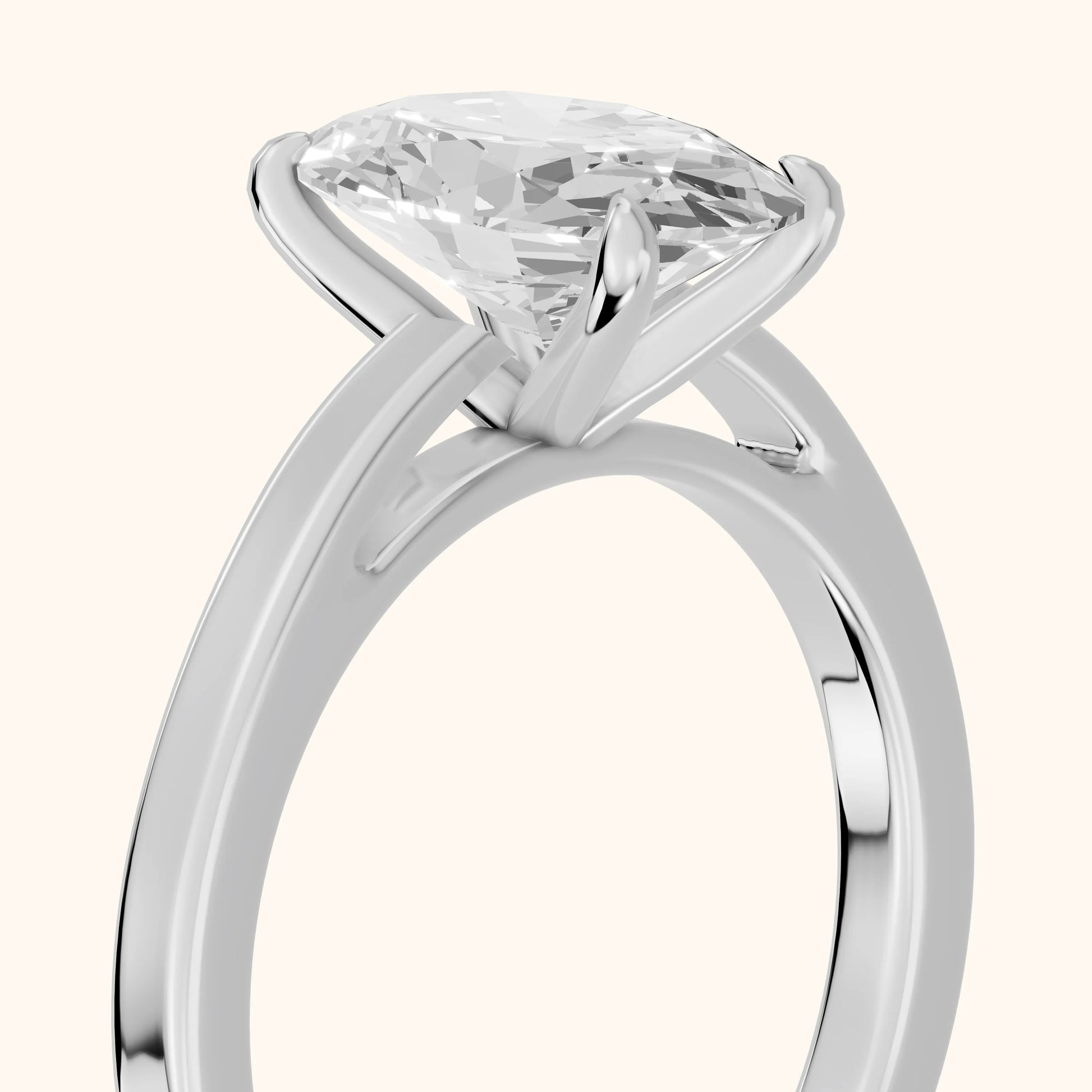 Kaia Solitaire Oval Diamond Ring in Silver - slant-view.webp