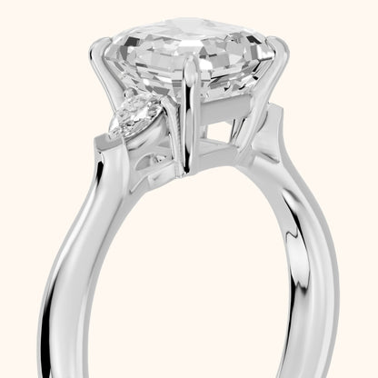 Dahlia Three-Stone Cathedral Asscher Diamond Engagement Ring in Silver - slant-view.webp