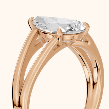 Giselle Solitaire Split Shank Pear Diamond Engagement Ring in Rose Gold - slant-view.webp